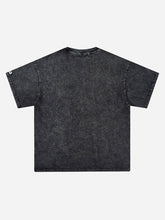 T-shirt délavé imprimé bouche hip-hop - 1670